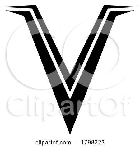 Black Spiky Shaped Letter V Icon by cidepix