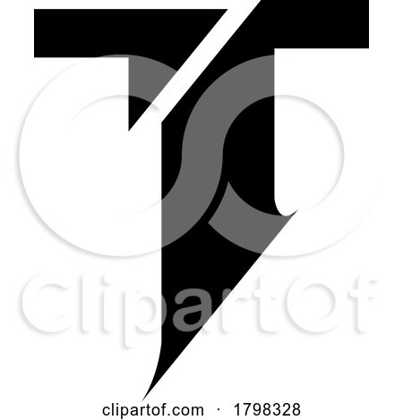 Black Split Shaped Letter T Icon by cidepix