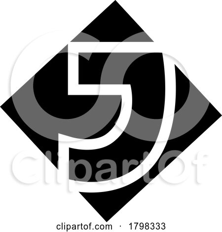 Black Square Diamond Shaped Letter J Icon by cidepix