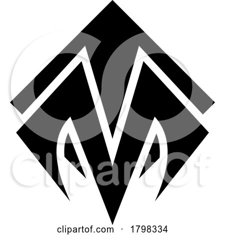 Black Square Diamond Shaped Letter M Icon by cidepix