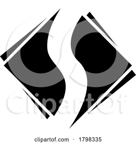 Black Square Diamond Shaped Letter S Icon by cidepix