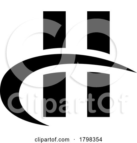 Black Letter H Icon with Vertical Rectangles and a Swoosh by cidepix