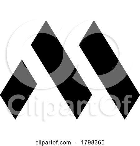 Black Letter M Icon with Rectangles by cidepix