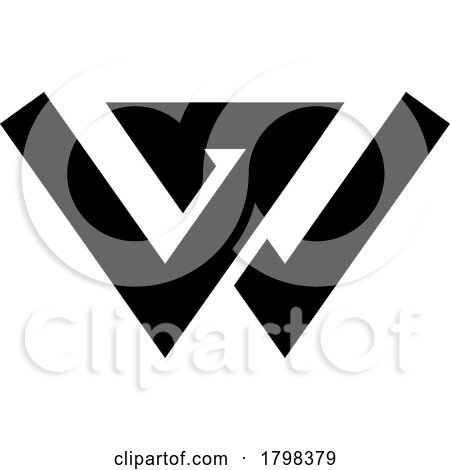 Black Letter W Icon with Intersecting Lines by cidepix