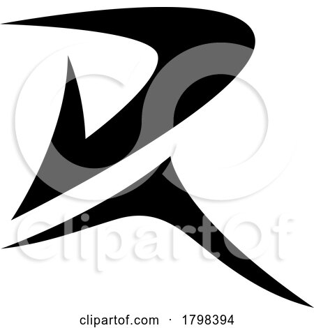 Black Pointy Tipped Letter R Icon by cidepix