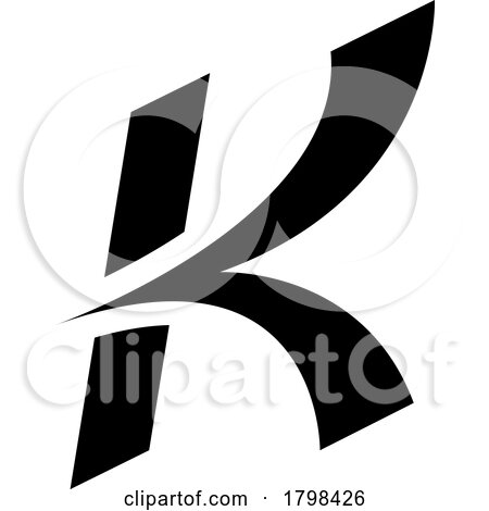 Black Italic Arrow Shaped Letter K Icon by cidepix