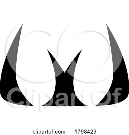 Black Horn Shaped Letter W Icon by cidepix