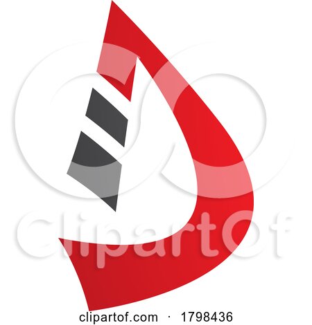 Black and Red Curved Strip Shaped Letter D Icon by cidepix