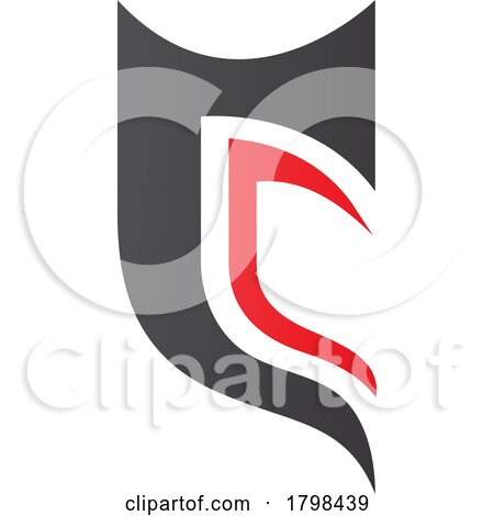 Black and Red Half Shield Shaped Letter C Icon by cidepix