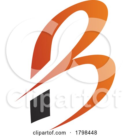 Black and Orange Slim Letter B Icon with Pointed Tips by cidepix