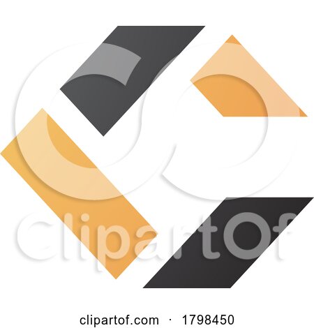Black and Orange Square Letter C Icon Made of Rectangles by cidepix