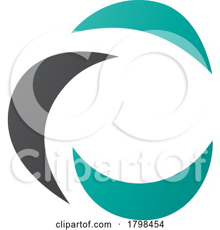 Black and Persian Green Crescent Shaped Letter C Icon by cidepix
