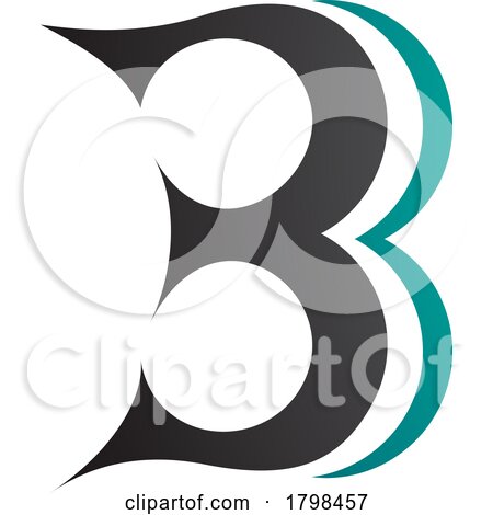 Black and Persian Green Curvy Letter B Icon Resembling Number 3 by cidepix