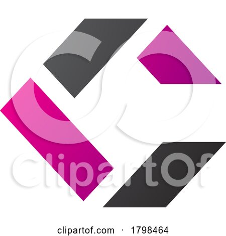 Black and Magenta Square Letter C Icon Made of Rectangles by cidepix