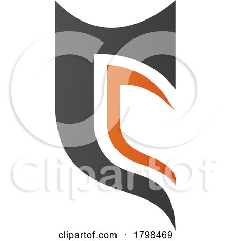 Black and Orange Half Shield Shaped Letter C Icon by cidepix