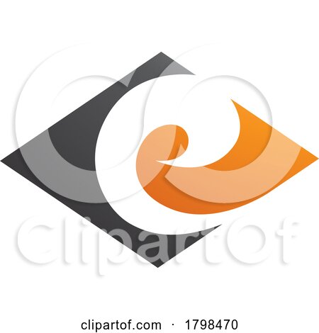 Black and Orange Horizontal Diamond Shaped Letter E Icon by cidepix