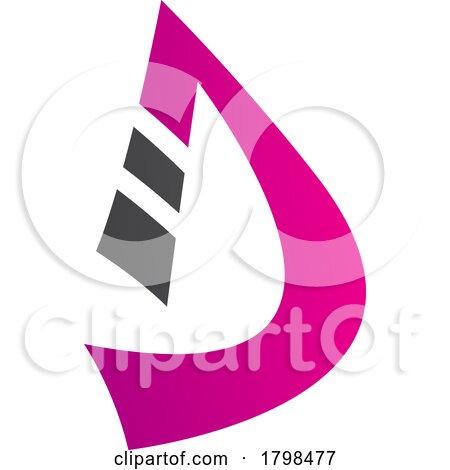 Black and Magenta Curved Strip Shaped Letter D Icon by cidepix