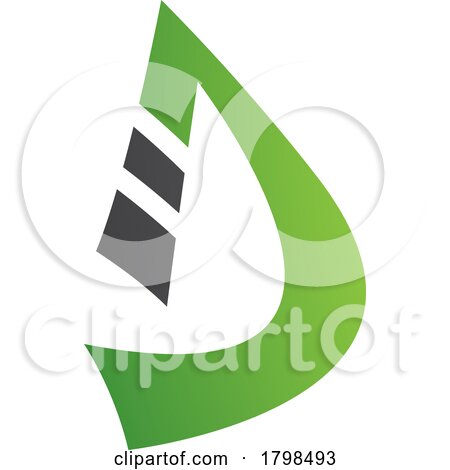Black and Green Curved Strip Shaped Letter D Icon by cidepix