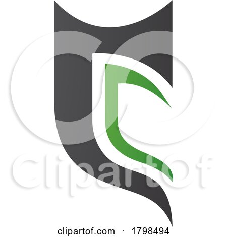 Black and Green Half Shield Shaped Letter C Icon by cidepix