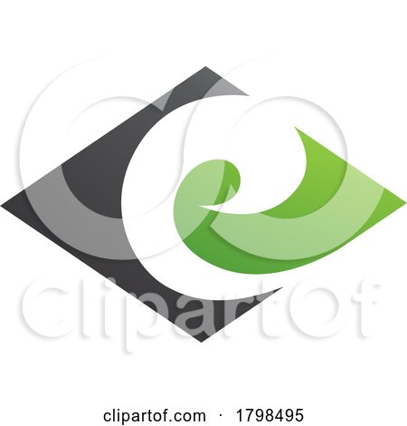 Black and Green Horizontal Diamond Shaped Letter E Icon by cidepix