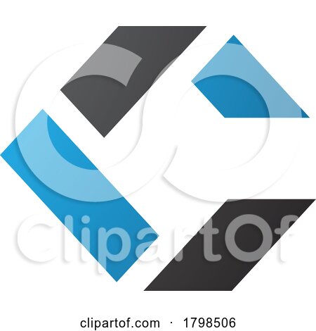Black and Blue Square Letter C Icon Made of Rectangles by cidepix