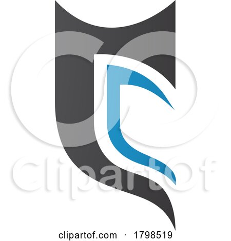 Black and Blue Half Shield Shaped Letter C Icon by cidepix