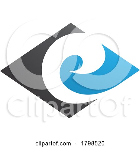 Black and Blue Horizontal Diamond Shaped Letter E Icon by cidepix