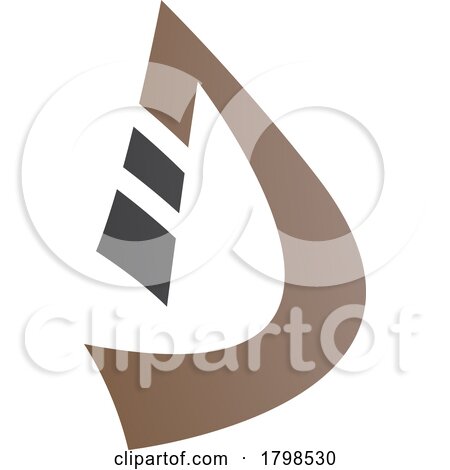 Black and Brown Curved Strip Shaped Letter D Icon by cidepix