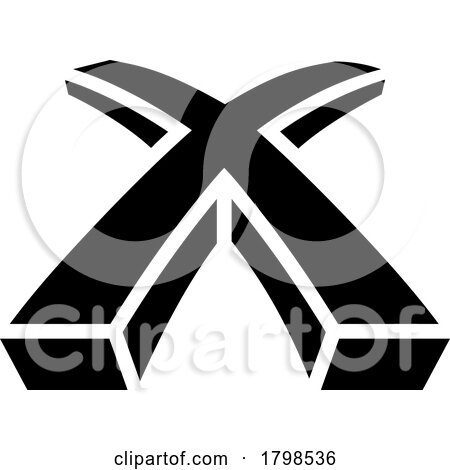 Black 3d Shaped Letter X Icon by cidepix
