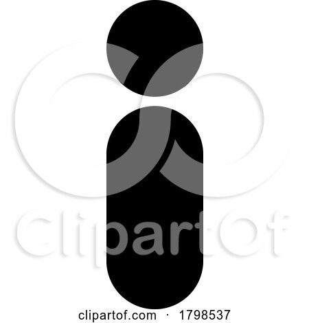 Black Abstract Round Person Shaped Letter I Icon by cidepix