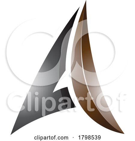 Black and Brown Glossy Embossed Paper Plane Shaped Letter a Icon by cidepix