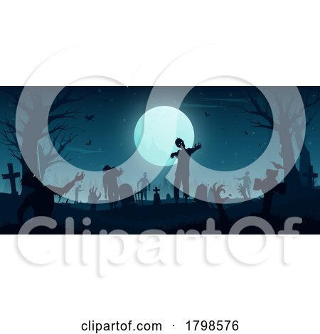 Silhouetted Halloween Cemetery by Vector Tradition SM