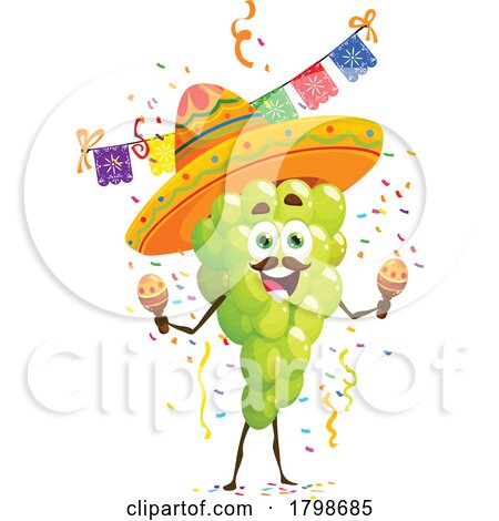 Mexican Green Grapes Food Mascot by Vector Tradition SM