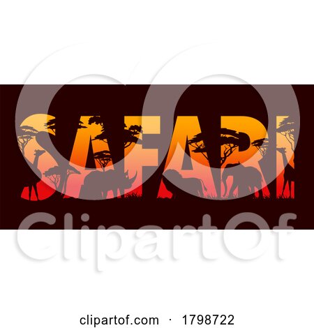 Silhouetted Animals in the Word Safari by Vector Tradition SM