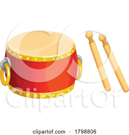 Drum and Drumsticks by Vector Tradition SM