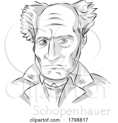 Arthur Schopenhauer Philosopher Hand Drawn Portrait by Domenico Condello