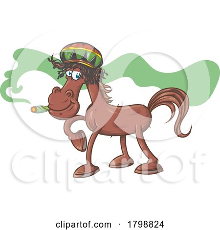 Cartoon Brown Horse Mascot Smoking a Doobie by Domenico Condello
