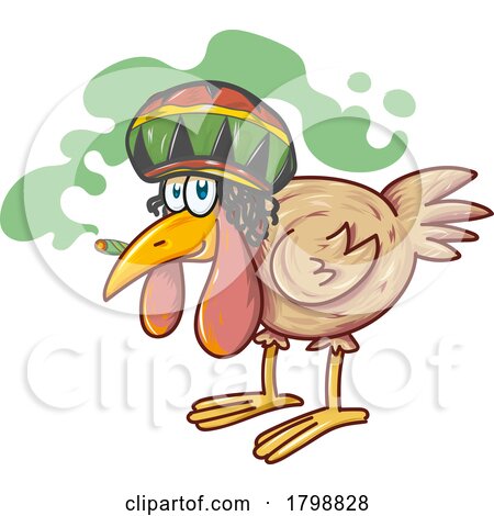 Cartoon Rasta Chicken Mascot Smoking a Doobie by Domenico Condello