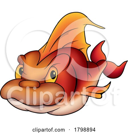 Cartoon Grumpy Red Orange Fish by dero