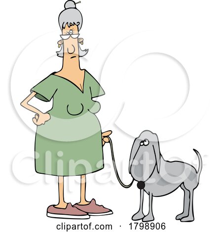 Cartoon Woman Walking Her Dog by djart