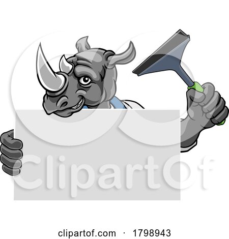 Window Cleaner Rhino Car Wash Cleaning Mascot by AtStockIllustration