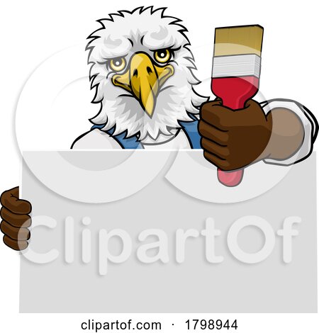 Eagle Painter Decorator Paint Brush Mascot Man by AtStockIllustration