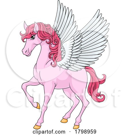 Pegasus Wings Horse Cartoon Animal Illustration by AtStockIllustration