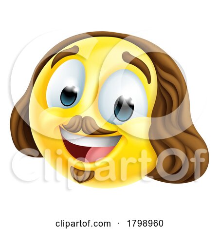 Shakespeare Poet Emoticon Emoji Cartoon Face Icon by AtStockIllustration