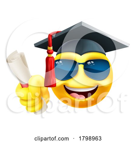 Emoji Graduate College Sunglasses Cartoon Emoticon by AtStockIllustration