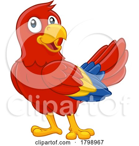 Parrot Red Macaw Bird Cartoon Wildlife Mascot by AtStockIllustration