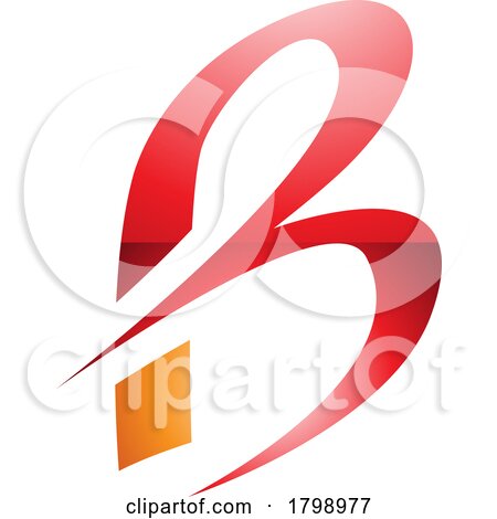 Red and Orange Slim Glossy Letter B Icon with Pointed Tips by cidepix