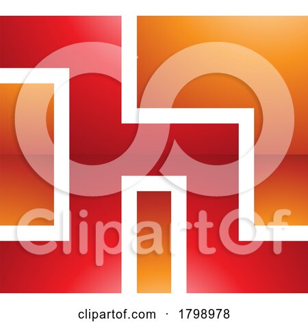 Red and Orange Square Shaped Glossy Letter H Icon by cidepix
