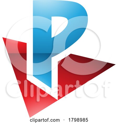 Red and Blue Glossy Letter P Icon with a Triangle by cidepix