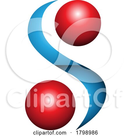 Red and Blue Glossy Letter S Icon with Spheres by cidepix